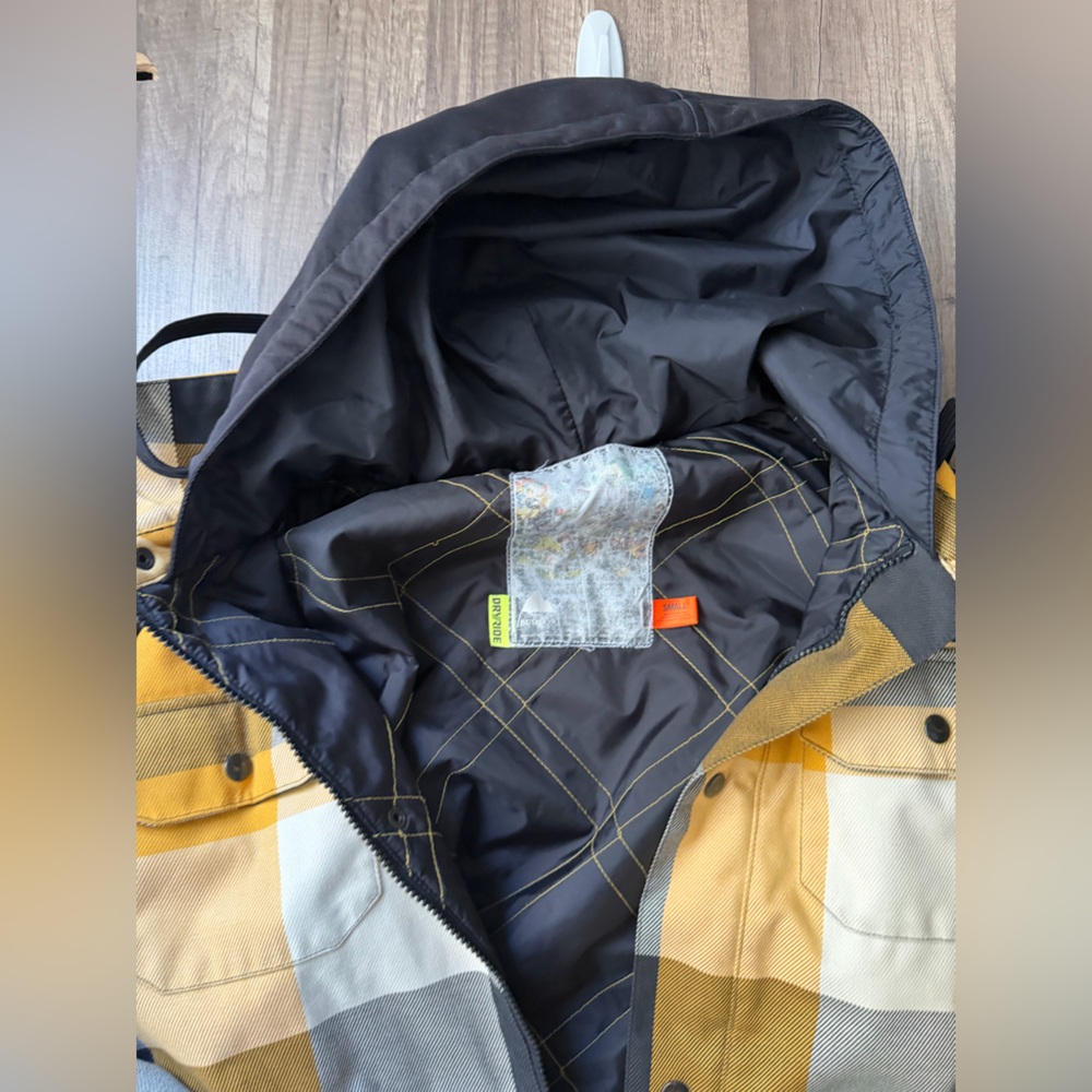 Burton Men’s Yellow and Gray Plaid Snowboard Jacket Small - Picture 2 of 7